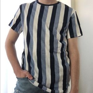 Pacific Blue vertical light blue/white striped tee